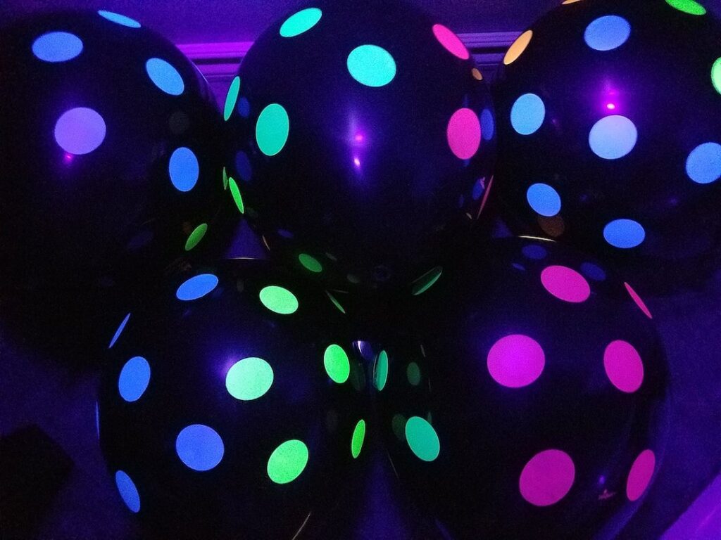 Black with Neon Polka Dots Glow Party Balloons