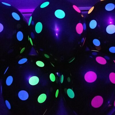 Black with Neon Polka Dots Glow Party Balloons