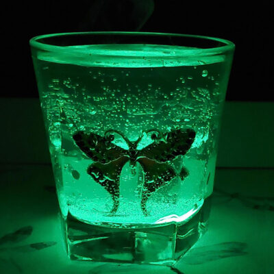 Burnless Butterfly Green Glow Candle