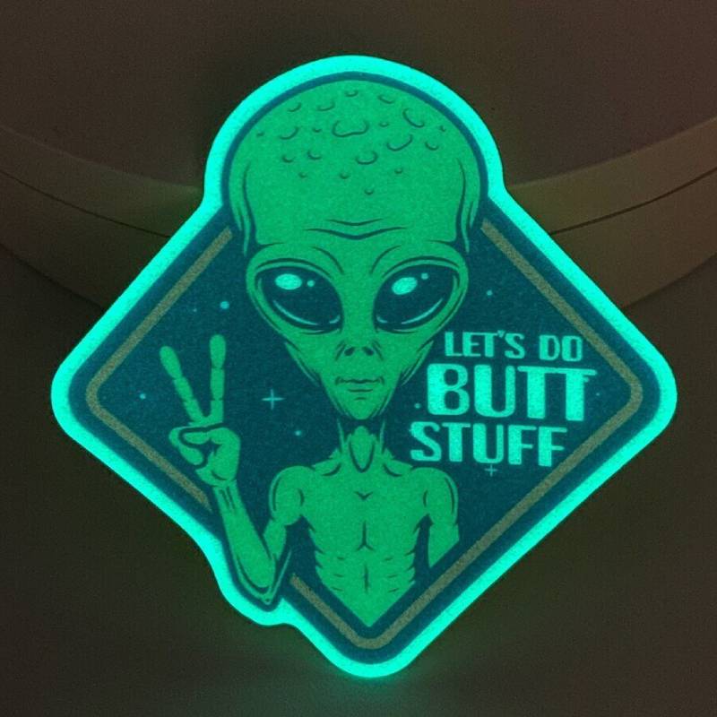 Glow-in-the-Dark Butt Stuff Alien UFO Sticker