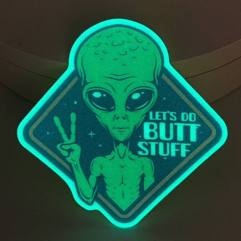 Glow in the Dark Butt Stuff Alien UFO Sticker Glow In The Dark Store