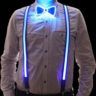 Light Up LED Suspenders and Bow Tie