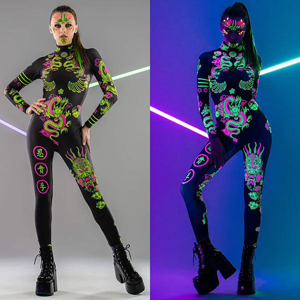 Chinese Dragons Glow in the Dark Catsuit