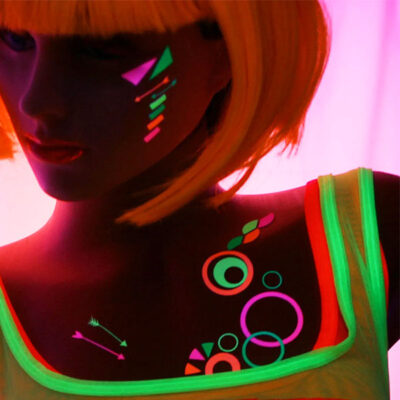 Spirals and Circles Neon Glow Body and Face Stickers