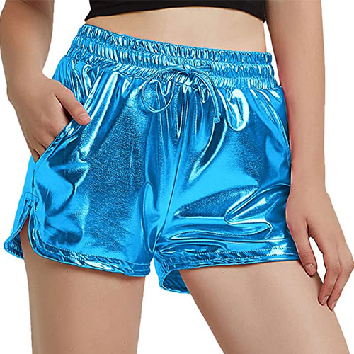 Women's Shiny Metallic Shorts - Glow In The Dark Store